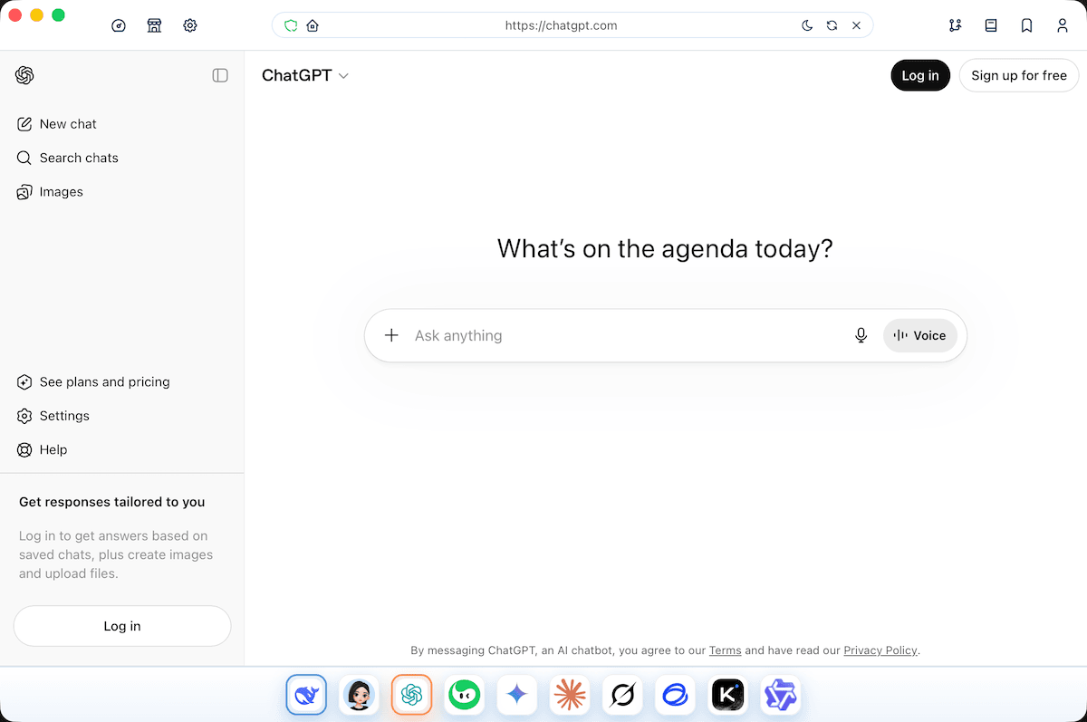 LobbyTai preview showing ChatGPT inside the app